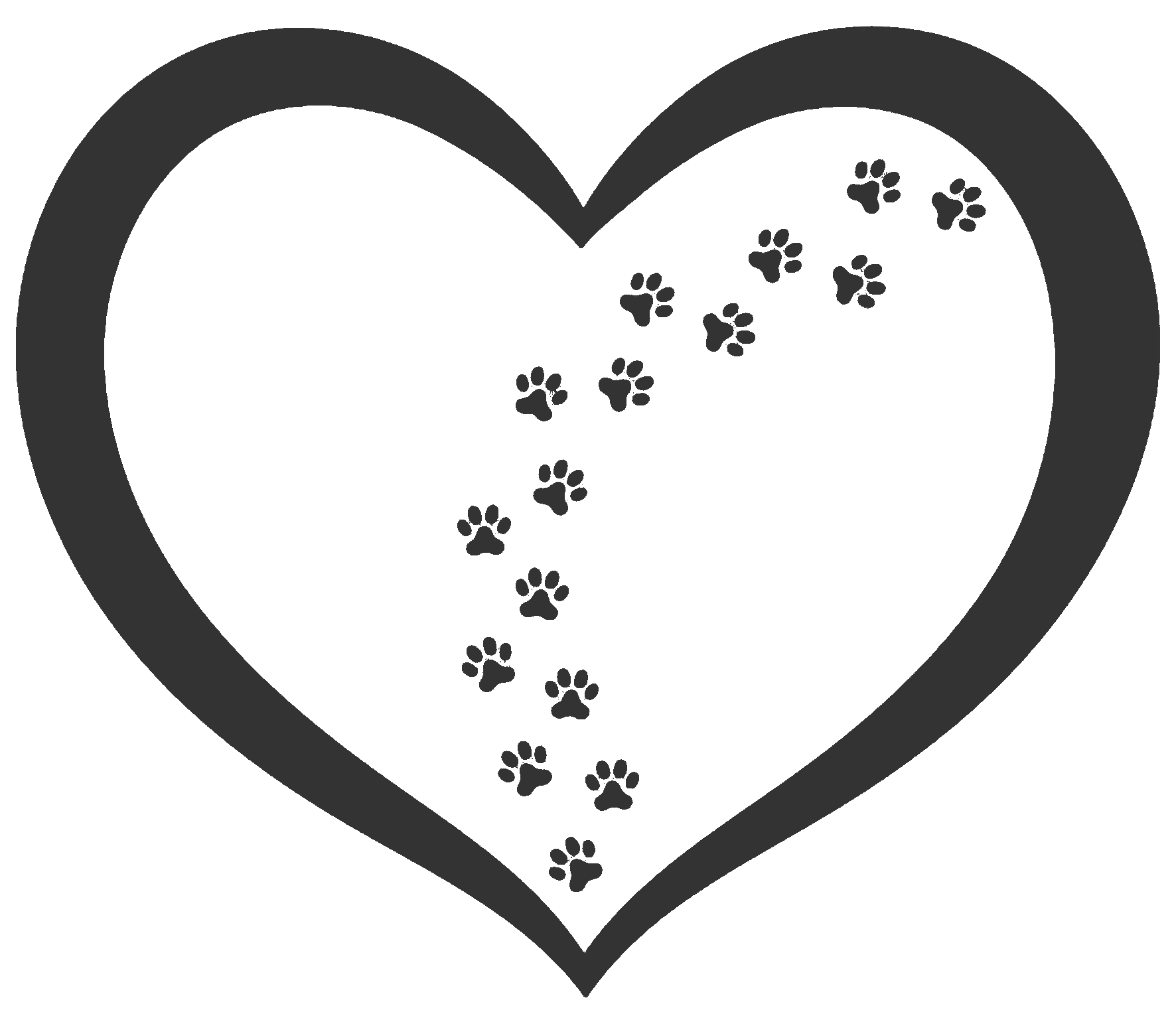 heart with paw print track